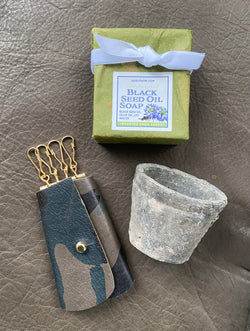 $30-$40 Bundle: Leather Key Case + Olive Oil Soap + Petite Terracotta Pot
