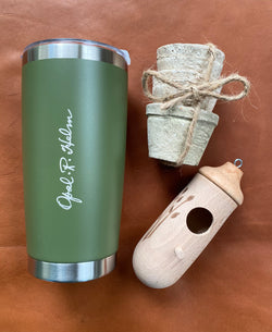 $45 Garden Bundle: Petite Terracotta Pot Trio + Hummingbird House + Opal Tumbler