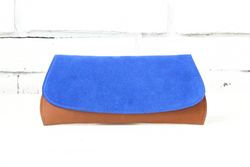 [Electric Bluebonnet Suede/Saddle Tan] Pommel Clutch