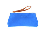 [Electric Bluebonnet Suede/Saddle Tan] Wristlet