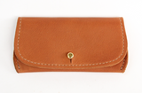 [Saddle Tan] Pretty Pocket. A multipurpose leather pocket with gold button closure perfect for ID, credit cards, cash, key fob, etc.