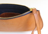 [Saddle Tan/Navy Suede] wristlet open view