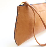 [Saddle Tan/Navy Suede] wristlet side view