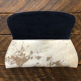 [Cowhide G] Pommel Clutch open view with navy suede