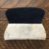 [Cowhide H] Pommel Clutch open with navy suede interior